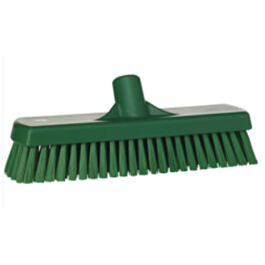 Vikan Deck & Wall Scrub Brush, Stiff Bristles, 12", Polyester, Green - 1 Ea