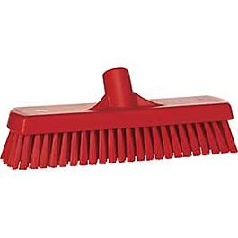 Vikan Deck & Wall Scrub Brush, Stiff Bristles, 12", Polyester, Red - 1 Ea