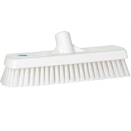 Vikan Deck & Wall Scrub Brush, Stiff Bristles, 12", Polyester, White - 1 Ea
