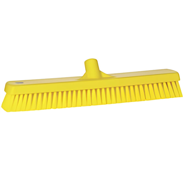 Vikan Deck & Wall Scrub Brush, Stiff Bristles, 19", Polyester, Yellow – 1 Ea