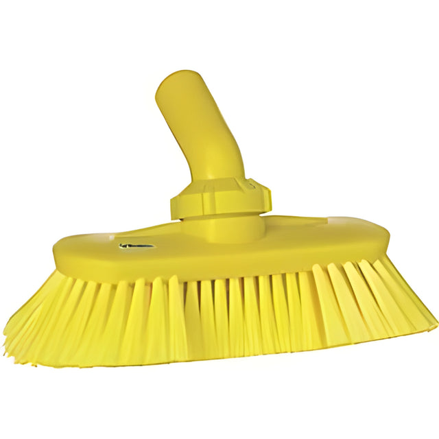 Vikan Deck & Wall Scrub Brush, Stiff Bristles, 19", Polyester, Yellow – 1 Ea