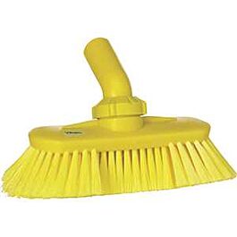 Vikan Deck & Wall Scrub Brush, Stiff Bristles, 19", Polyester, Yellow -1 Ea