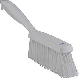 Vikan Dish Brush with Scraper, Medium Bristles, 11" Long, White- 1 Ea