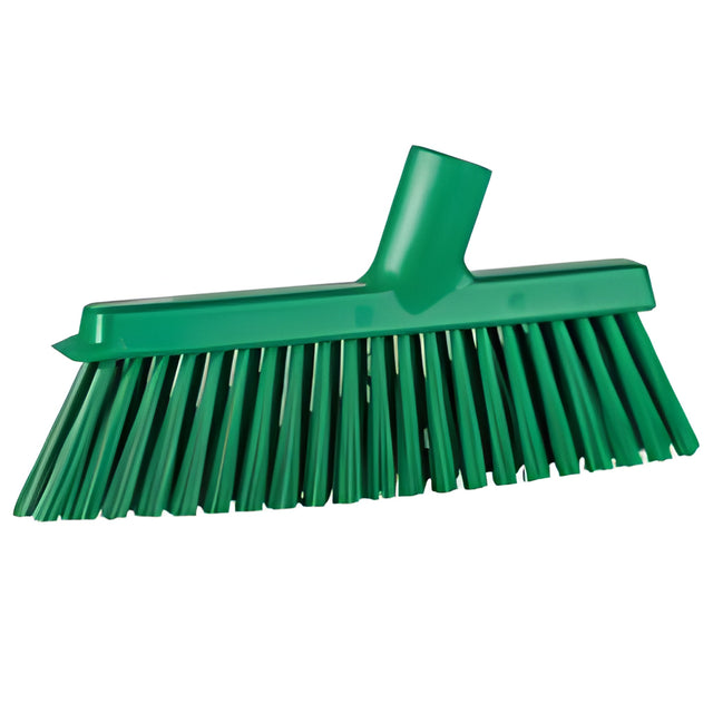 Vikan Dustpan Broom with Angled Thread, Medium Bristles, 10", Polyester, Green
