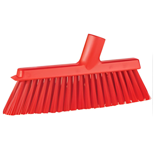Vikan Dustpan Broom with Angled Thread, Medium Bristles, 10", Polyester, Red