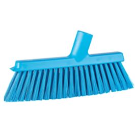 Vikan Dustpan Broom with Angled Thread, Medium Bristles, 10", Polyester, Blue - 1 Each