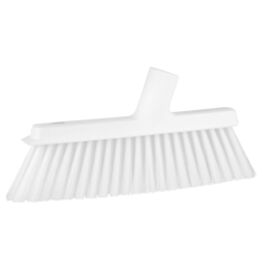 Vikan Dustpan Broom with Angled Thread, Medium Bristles, 10", Polyester, White - 1 Each