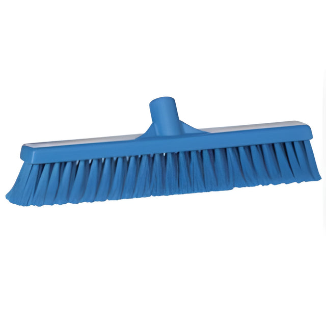 Vikan Fine Particle Push Broom, Fine/Split Bristles, 16-1/4", Polypropylene, Blue