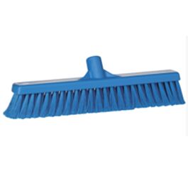 Vikan Fine Particle Push Broom, Fine/Split Bristles, 16-1/4", Polypropylene, Blue - 1 Each