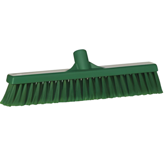 Vikan Fine Particle Push Broom, Fine/Split Bristles, 16-1/4", Polypropylene, Green