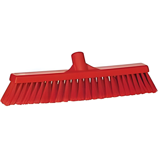 Vikan Fine Particle Push Broom, Fine/Split Bristles, 16-1/4", Polypropylene, Red