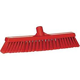 Vikan Fine Particle Push Broom, Fine/Split Bristles, 16-1/4", Polypropylene, Red - 1 Each