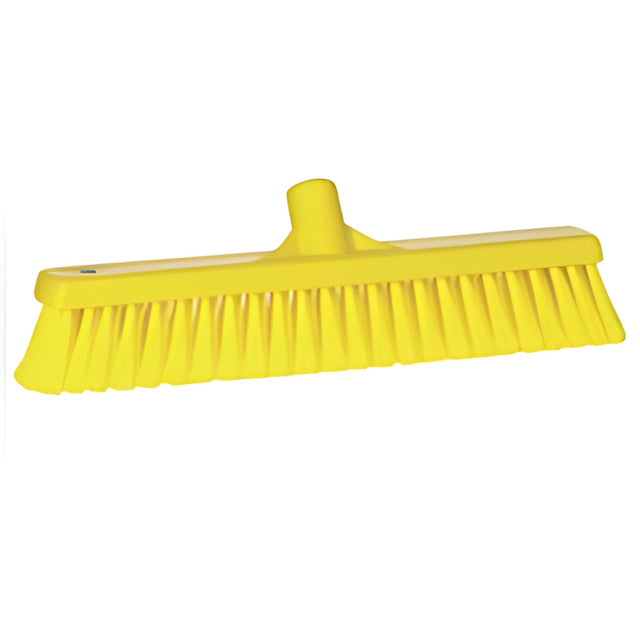 Vikan Fine Particle Push Broom, Fine/Split Bristles, 16-1/4", Polypropylene, WhitYellow
