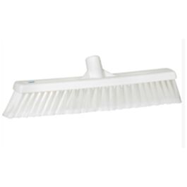 Vikan Fine Particle Push Broom, Fine/Split Bristles, 16-1/4", Polypropylene, White - 1 Each