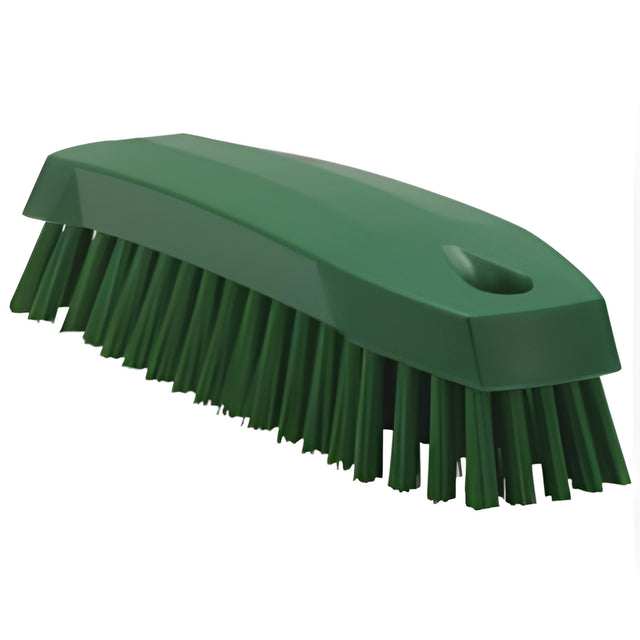 Vikan Hand Brush, Medium Bristles, 7" Long, Green