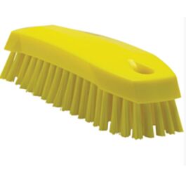 Vikan Hand Brush, Medium Bristles, 7" Long, Yellow- 1 Each
