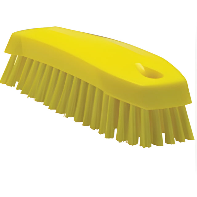 Vikan Hand Brush, Medium Bristles, 7" Long, Yellow