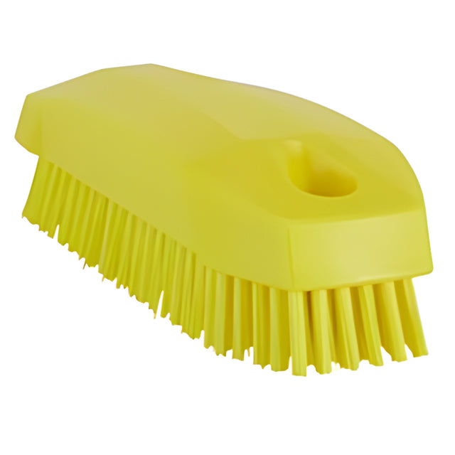 Vikan Hand Brush, Stiff Bristles, 5" Long, Yellow – 1 Ea