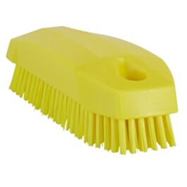 Vikan Hand Brush, Stiff Bristles, 5" Long, Yellow - 1 Ea