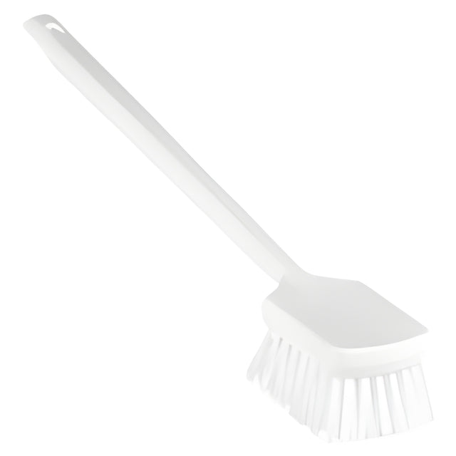 Vikan Hand Brush with Long Handle, 19.9", Stiff, White