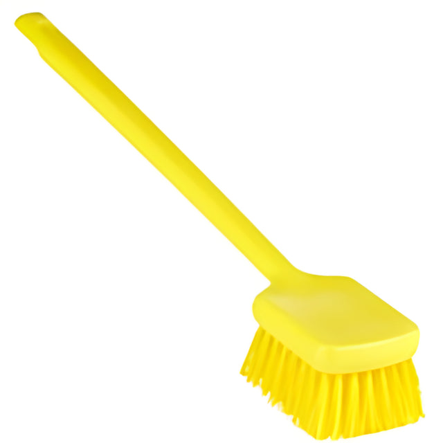 Vikan Hand Brush with Long Handle, 19.9", Stiff, Yellow