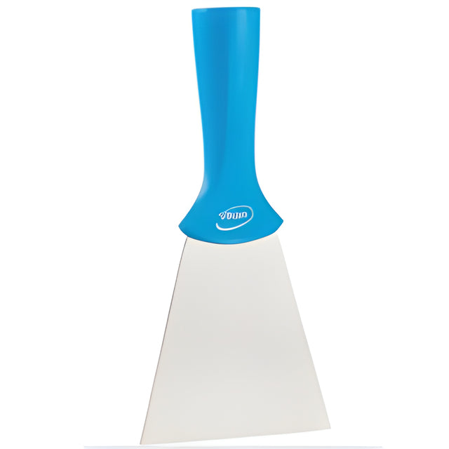 Vikan Handle-Mounted Stainless Steel Scraper, Blue, 4" W x 8" L