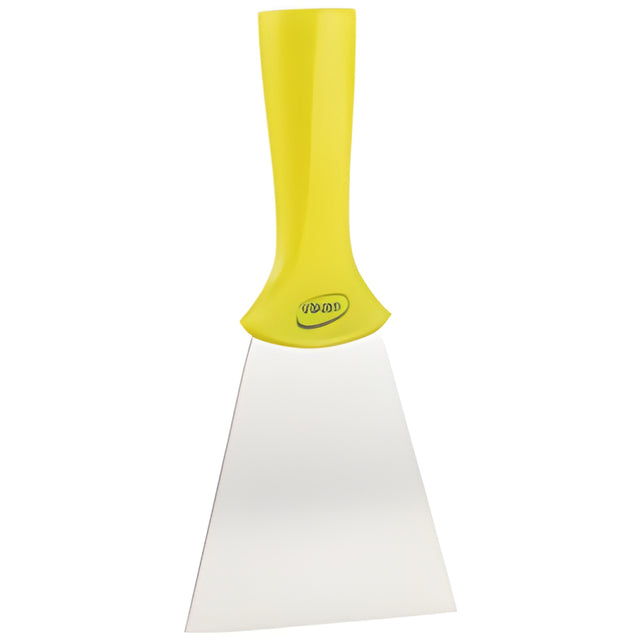Vikan Handle-Mounted Stainless Steel Scraper, Yellow, 4" W x 8" L