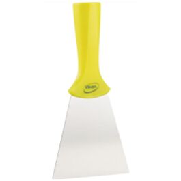 Vikan Handle-Mounted Stainless Steel Scraper, Yellow, 4" W x 8" L- 1 Each