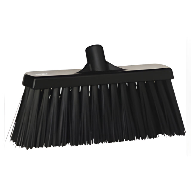 Vikan Heavy-Duty Push Broom, Stiff Bristles, 13", Polyester, Black