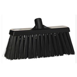Vikan Heavy-Duty Push Broom, Stiff Bristles, 13", Polyester, Black - 1 Each