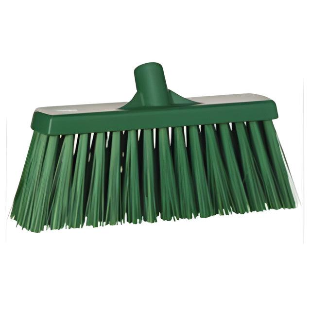 Vikan Heavy-Duty Push Broom, Stiff Bristles, 13", Polyester, Green
