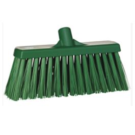 Vikan Heavy-Duty Push Broom, Stiff Bristles, 13", Polyester, Green - 1 Each