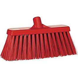 Vikan Heavy-Duty Push Broom, Stiff Bristles, 13", Polyester, Red - 1 Each