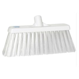 Vikan Heavy-Duty Push Broom, Stiff Bristles, 13", Polyester, White - 1 Each