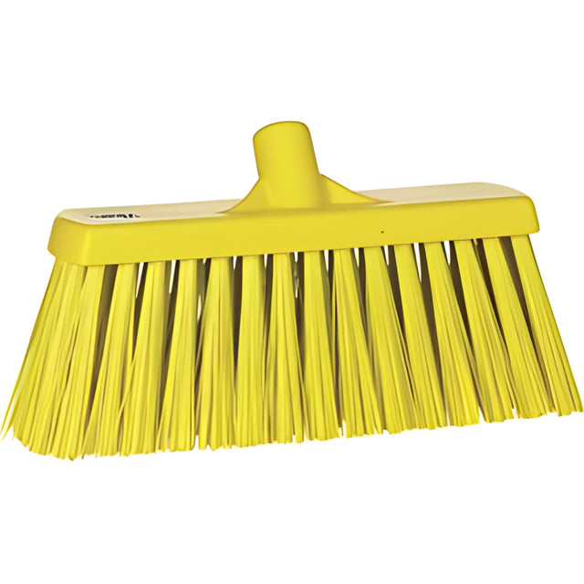 Vikan Heavy-Duty Push Broom, Stiff Bristles, 13", Polyester, Yellow