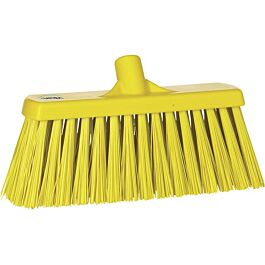 Vikan Heavy-Duty Push Broom, Stiff Bristles, 13", Polyester, Yellow - 1 Each