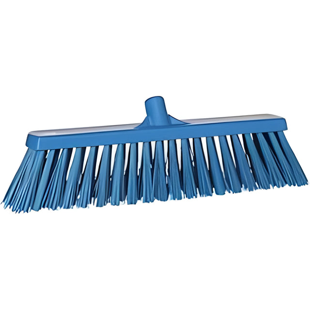 Vikan Heavy-Duty Push Broom, Stiff Bristles, 20", Polyester, Blue