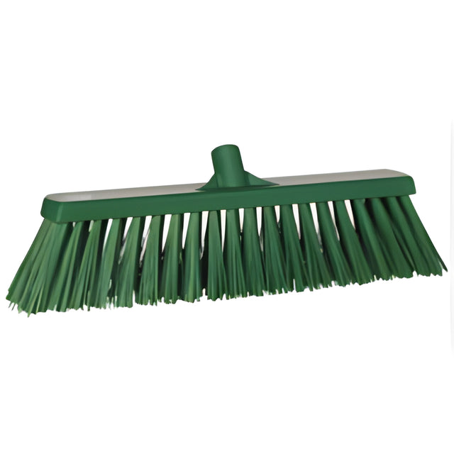 Vikan Heavy-Duty Push Broom, Stiff Bristles, 20", Polyester, Green