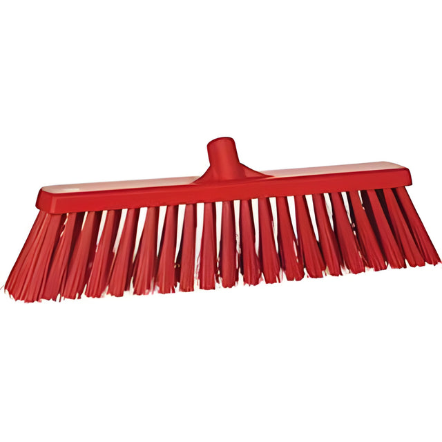 Vikan Heavy-Duty Push Broom, Stiff Bristles, 20", Polyester, Red