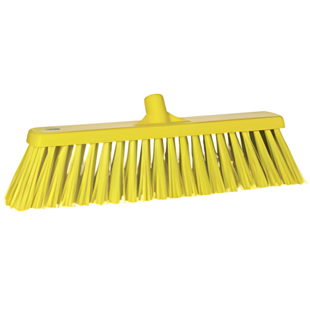 Vikan Heavy-Duty Push Broom, Stiff Bristles, 20", Polyester, Yellow