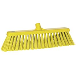 Vikan Heavy-Duty Push Broom, Stiff Bristles, 20", Polyester, Yellow - 1 Each