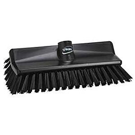 Vikan High-Low Brush, Medium Bristles, 10-1/4" Long, Black 1 Ea