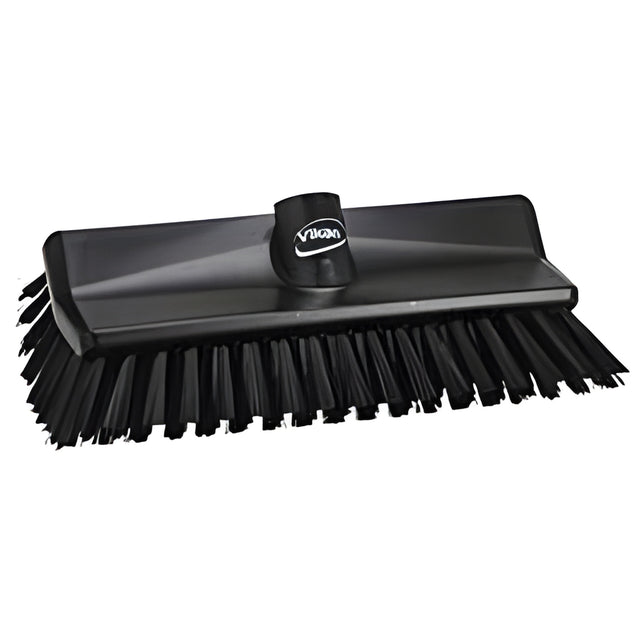 Vikan High-Low Brush, Medium Bristles, 10-1/4" Long, Black 1 Ea