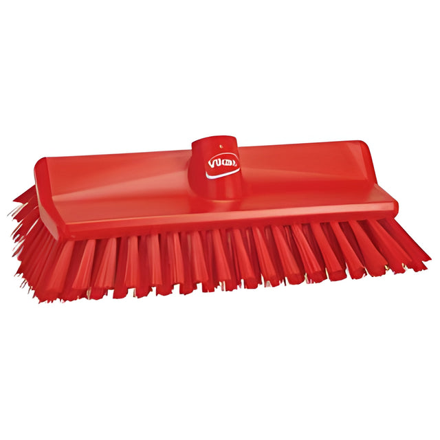 Vikan High-Low Brush, Medium Bristles, 10-1/4" Long, Red- 1 Ea