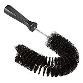Vikan Hooked Brush, Medium/Stiff Bristles, 15-1/2" Long, Black - 1 Ea