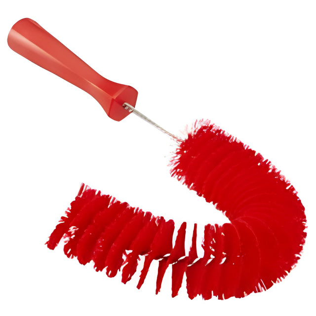 Vikan Hooked Brush, Medium/Stiff Bristles, 15-1/2" Long, Red – 1 Ea