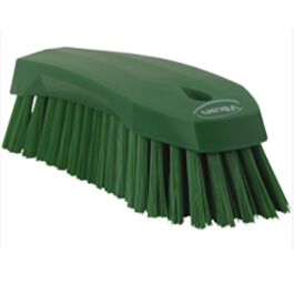 Vikan Large Angled Hand Brush, Stiff Bristles, 8" Long, Green - 1 Ea