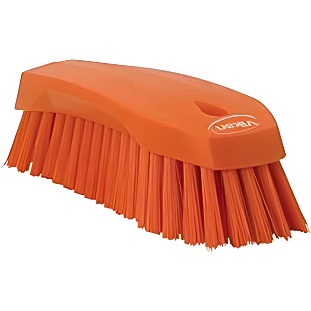 Vikan Large Angled Hand Brush, Stiff Bristles, 8" Long, Orange – 1 Ea
