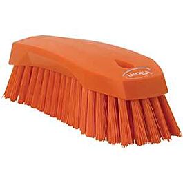 Vikan Large Angled Hand Brush, Stiff Bristles, 8" Long, Orange - 1 Ea