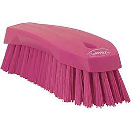 Vikan Large Angled Hand Brush, Stiff Bristles, 8" Long, Pink - 1 Ea